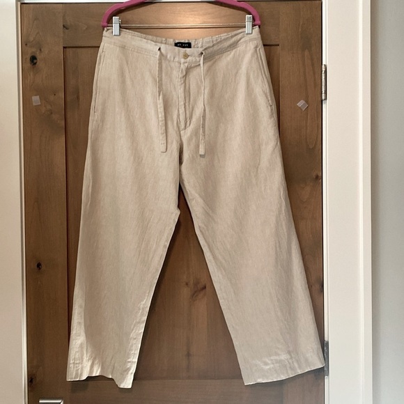Liz Claiborne axcess Womans M Bohemian Linen Pants Wide Leg Tan Spring Beach - Picture 1 of 12